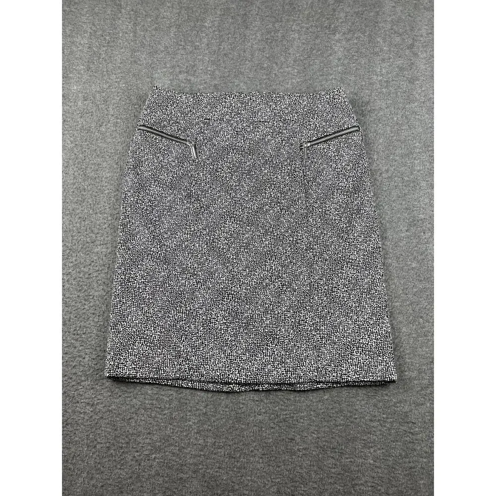 Michael Kors Women's Black‎ White Patterned Mini Skirt Zipper Details Size 10